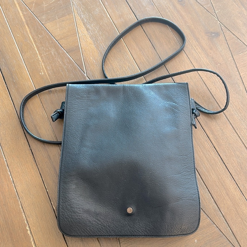 Eileen Fisher Black Italian Leather Crossbody Purse